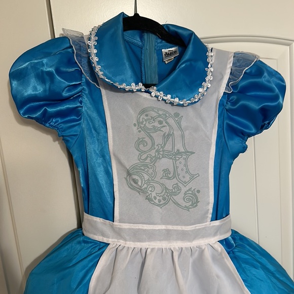Disney Alice in Wonderland 4 piece costume Halloween Dress Apron Bow Wig Small - Picture 5 of 8